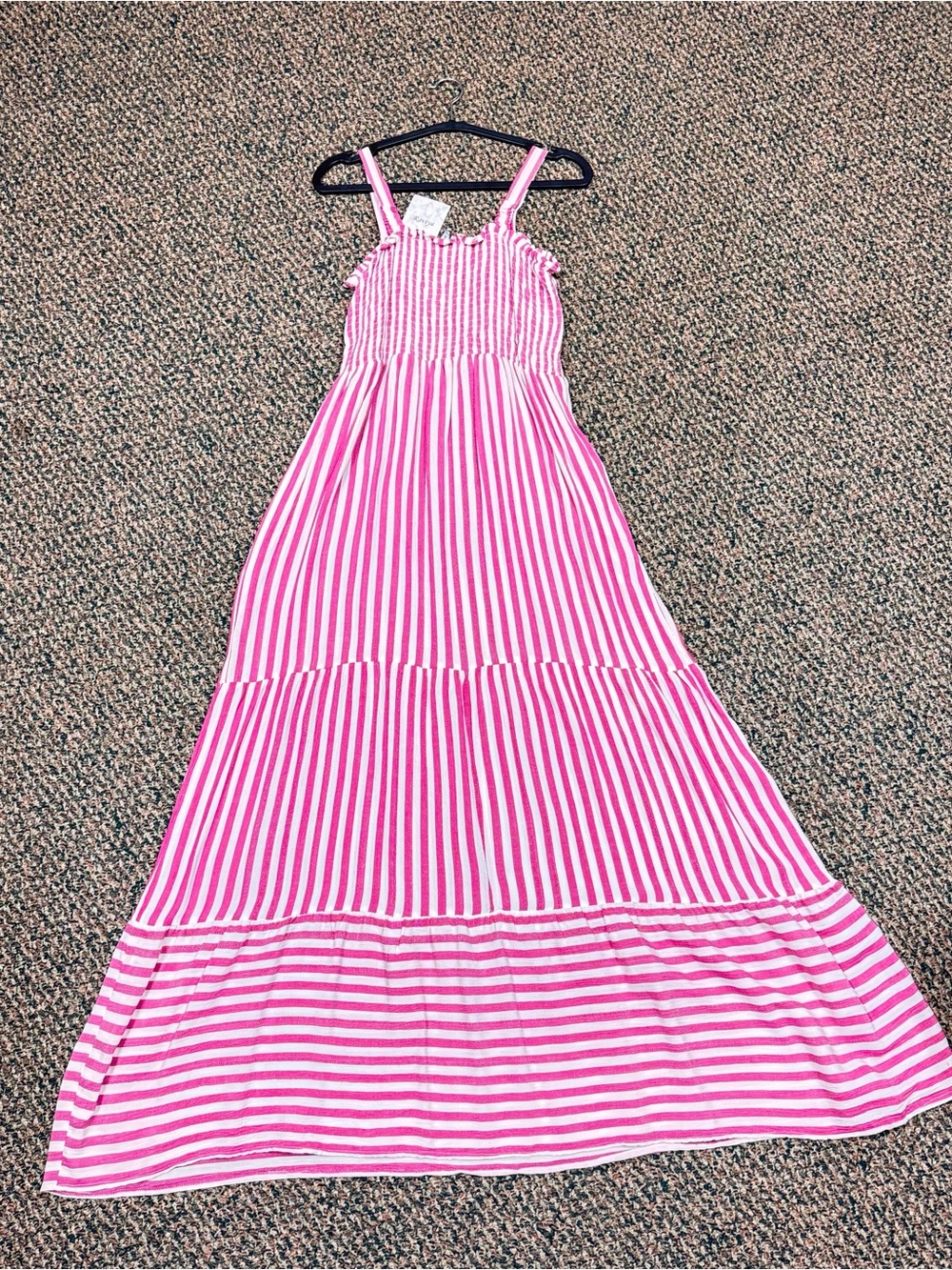 Raviya Women's Pink/White Striped Cover-Up Dress Size XL with Pockets, 57" long